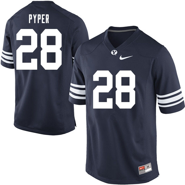 Men #28 Morgan Pyper BYU Cougars College Football Jerseys Sale-Navy